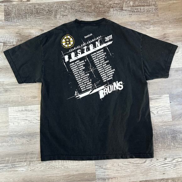 Reebok Boston Bruins Stanley Cup Champions 2011 T-Shirt Black NHL Tee XXL - Picture 3 of 8